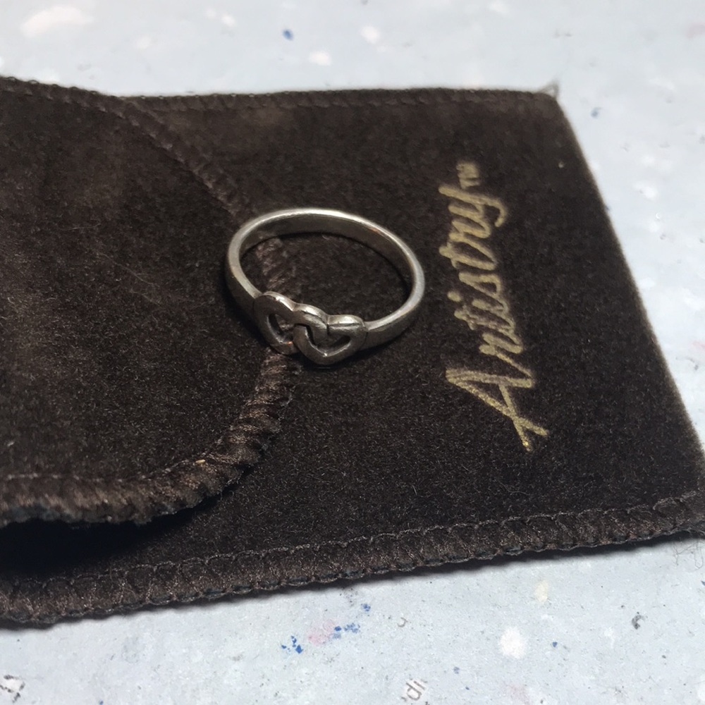 925 Linked Hearts Solid Sterling Silver Ring Size… - image 4